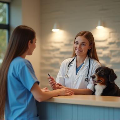 Propriétaire d’animal prenant rendez-vous à l’accueil
